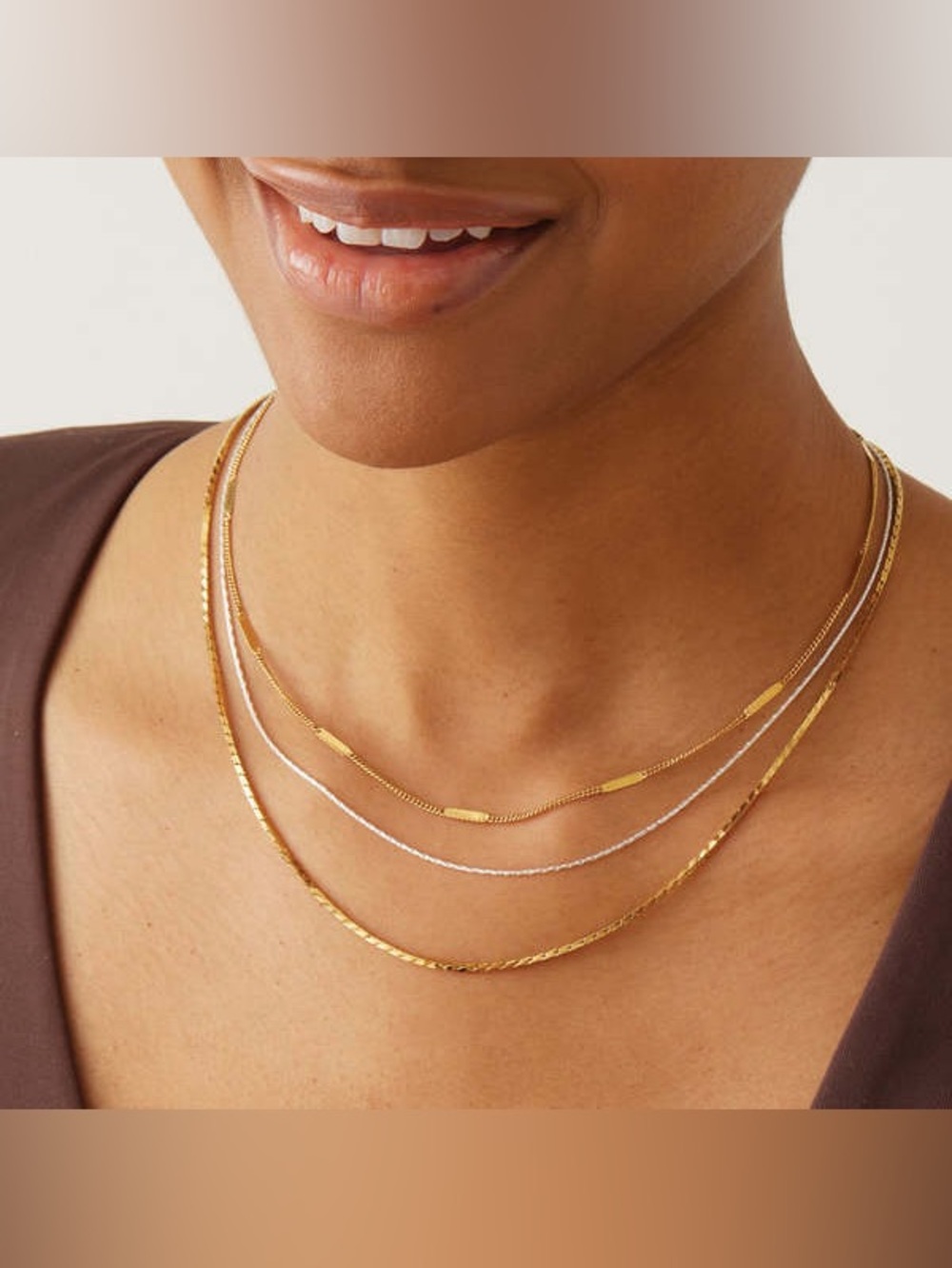 Jenny Bird Lido Layered Gold and Silver Triple Strand Necklace
